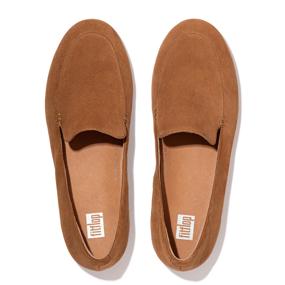 Fitflop Womens Loafers Brown - Lena Suede - 61YGFQJTI